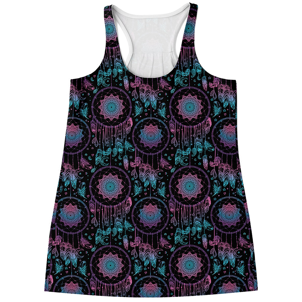 Purple And Blue Dream Catcher Print Women's Racerback Tank Top