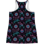 Purple And Blue Dream Catcher Print Women's Racerback Tank Top