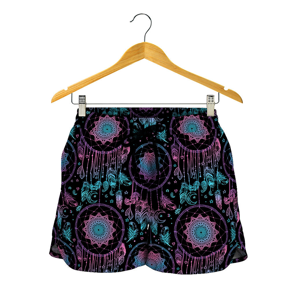 Purple And Blue Dream Catcher Print Women's Shorts