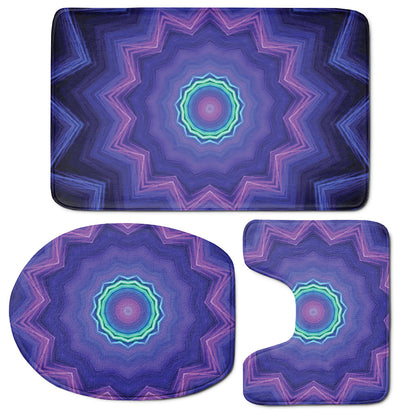 Purple And Blue Kaleidoscope Print 3 Piece Bath Mat Set