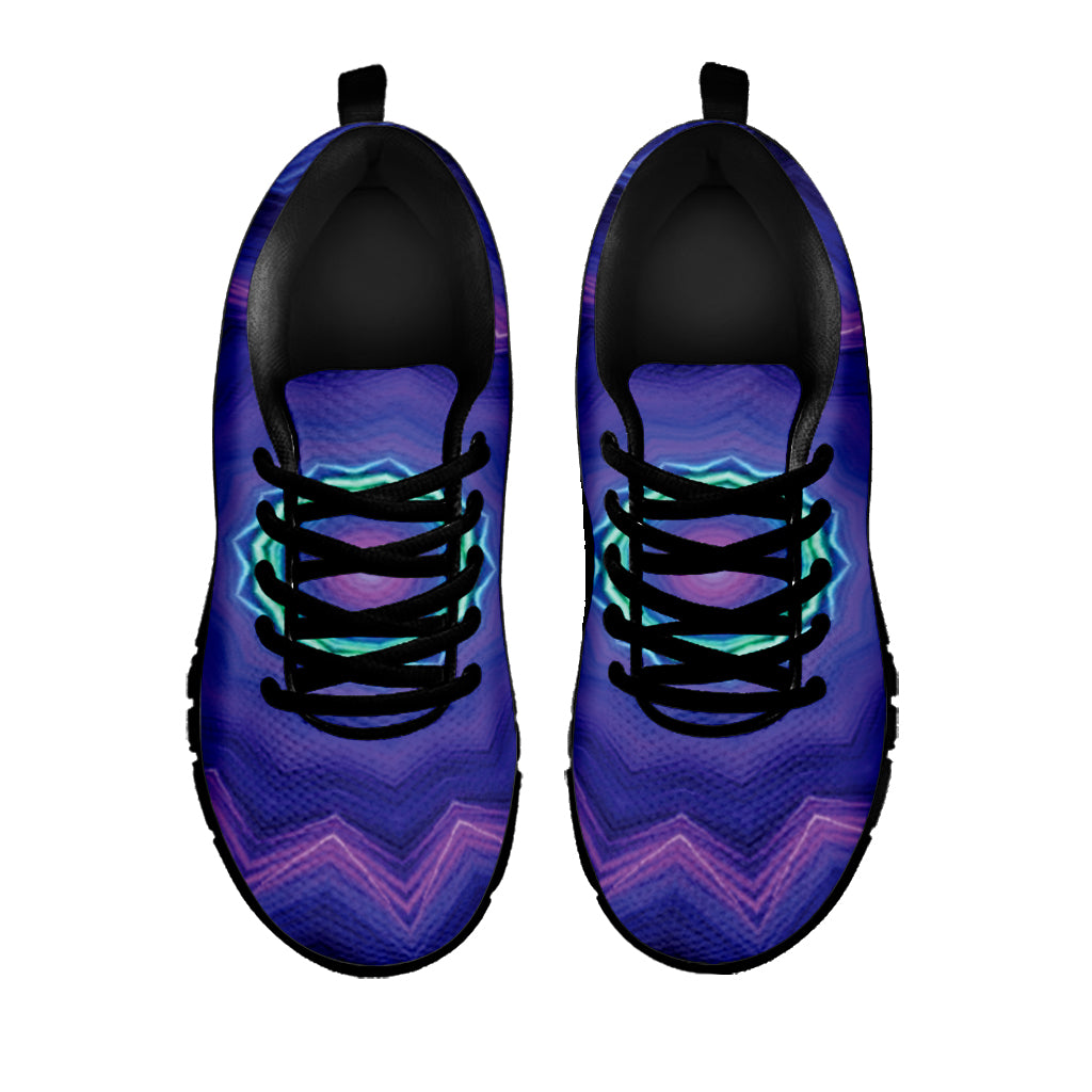 Purple And Blue Kaleidoscope Print Black Sneakers
