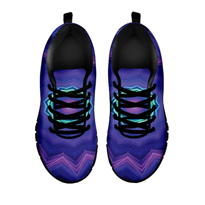 Purple And Blue Kaleidoscope Print Black Sneakers