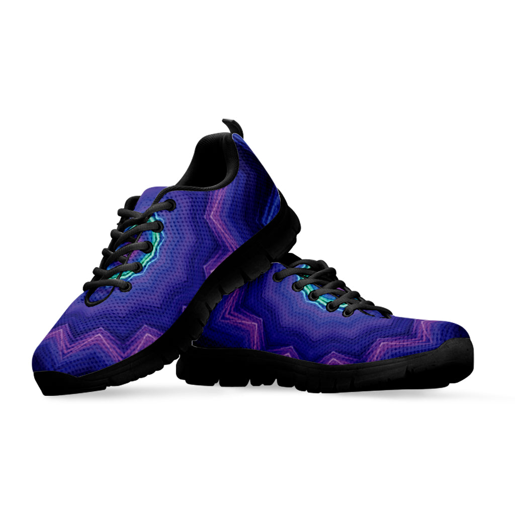 Purple And Blue Kaleidoscope Print Black Sneakers