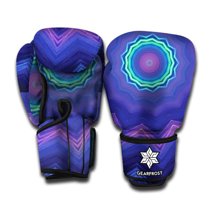 Purple And Blue Kaleidoscope Print Boxing Gloves