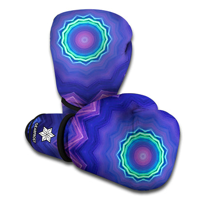 Purple And Blue Kaleidoscope Print Boxing Gloves