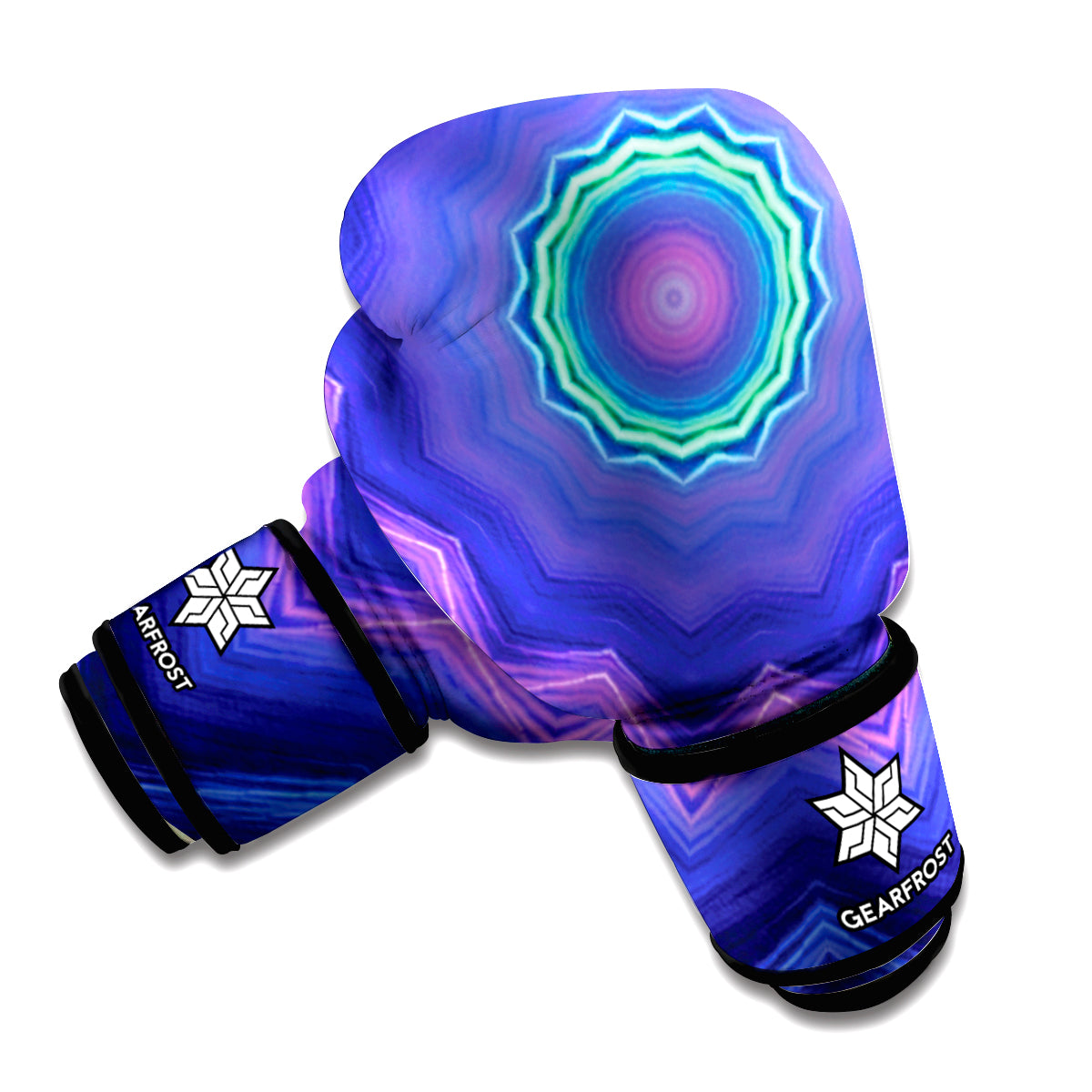 Purple And Blue Kaleidoscope Print Boxing Gloves