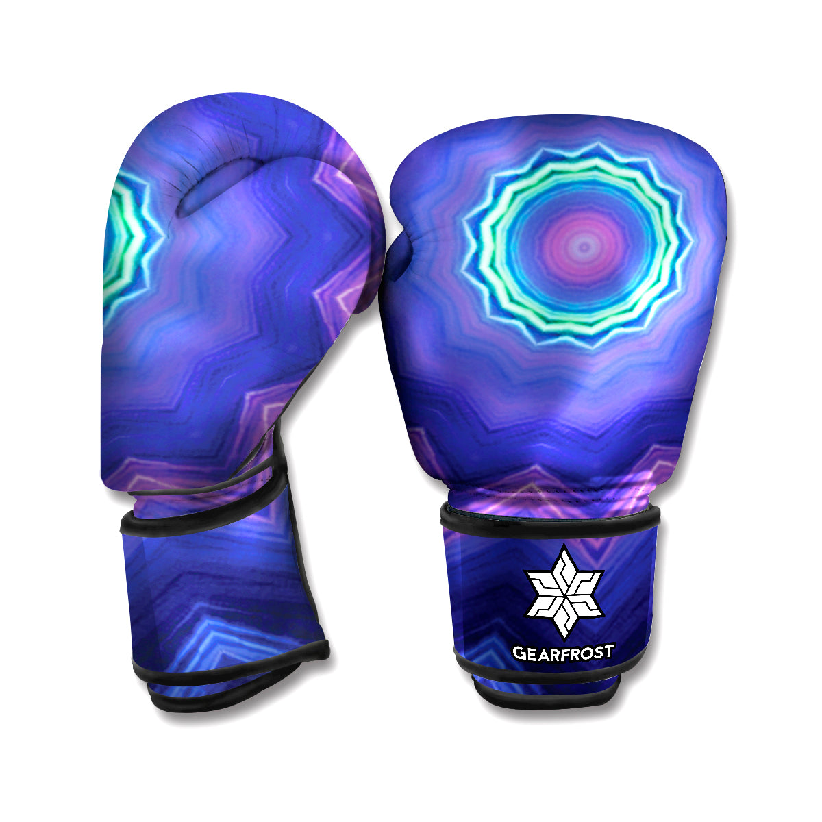 Purple And Blue Kaleidoscope Print Boxing Gloves