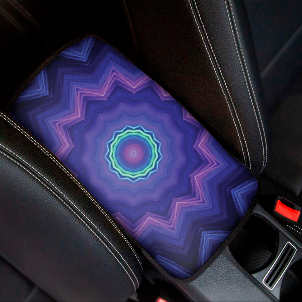 Purple And Blue Kaleidoscope Print Car Center Console Cover