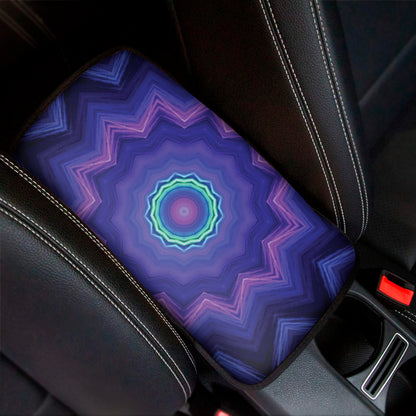 Purple And Blue Kaleidoscope Print Car Center Console Cover
