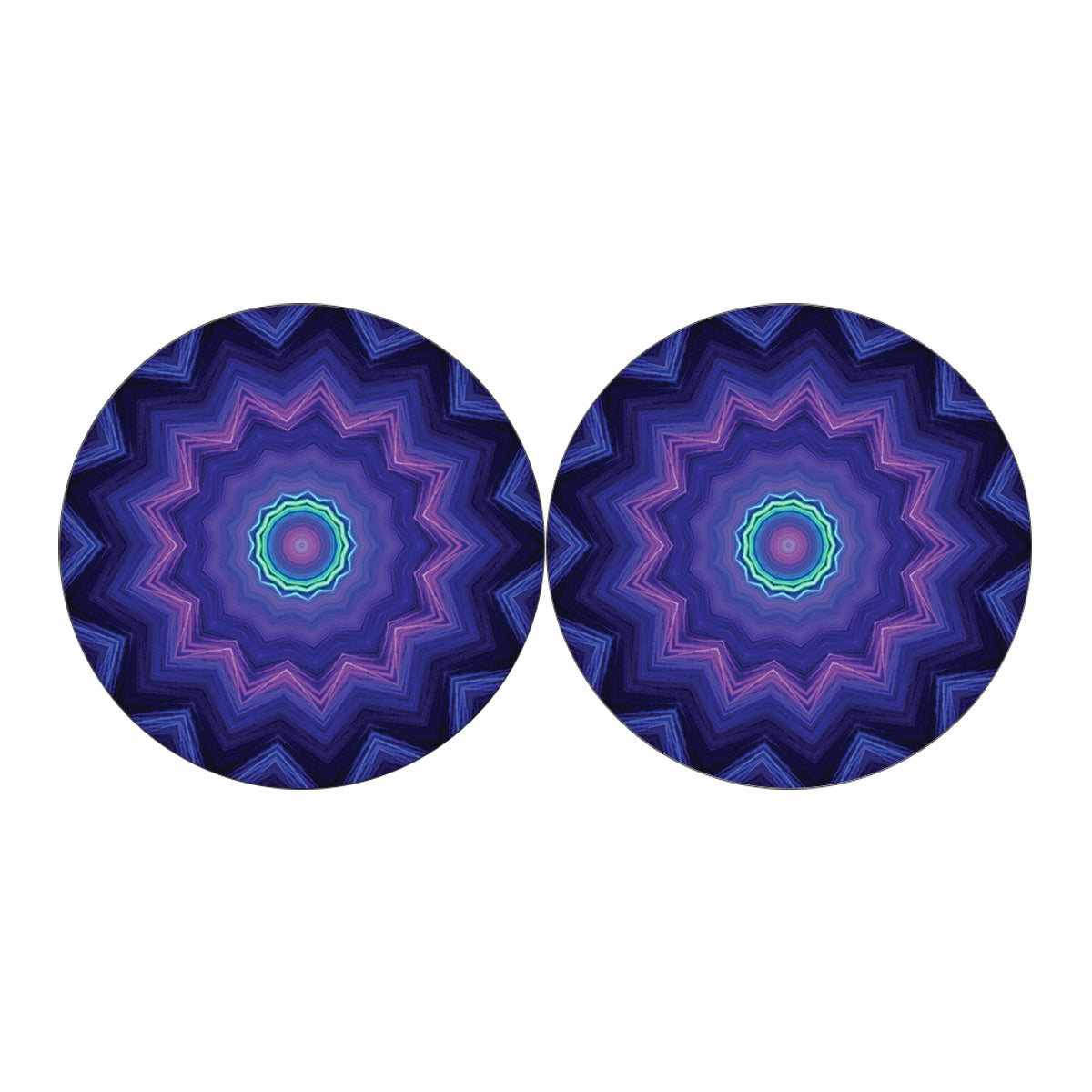 Purple And Blue Kaleidoscope Print Car Coasters