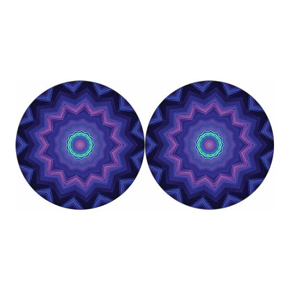 Purple And Blue Kaleidoscope Print Car Coasters