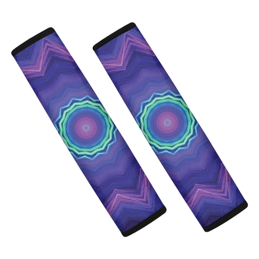 Purple And Blue Kaleidoscope Print Car Seat Belt Covers