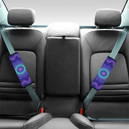 Purple And Blue Kaleidoscope Print Car Seat Belt Covers