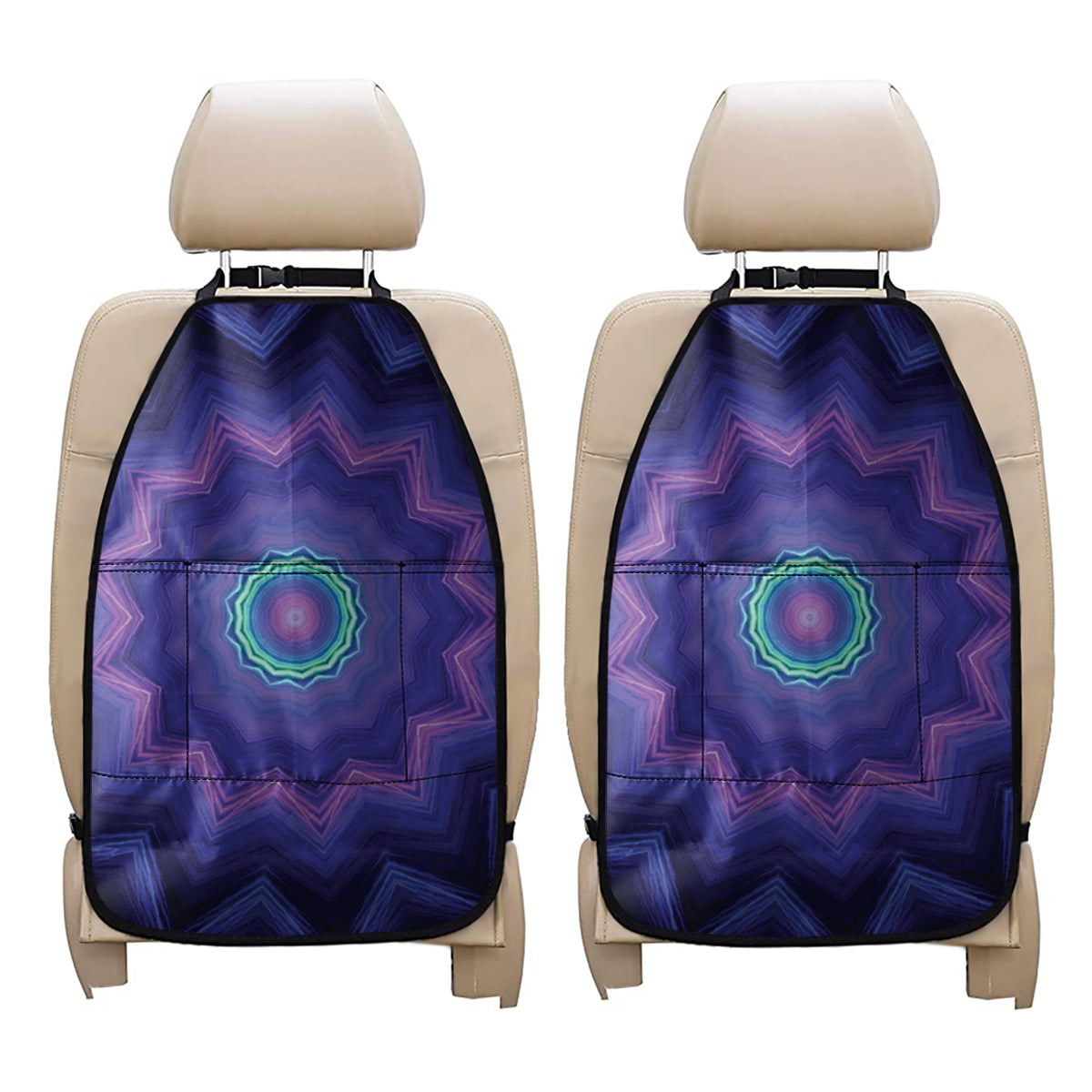 Purple And Blue Kaleidoscope Print Car Seat Organizers