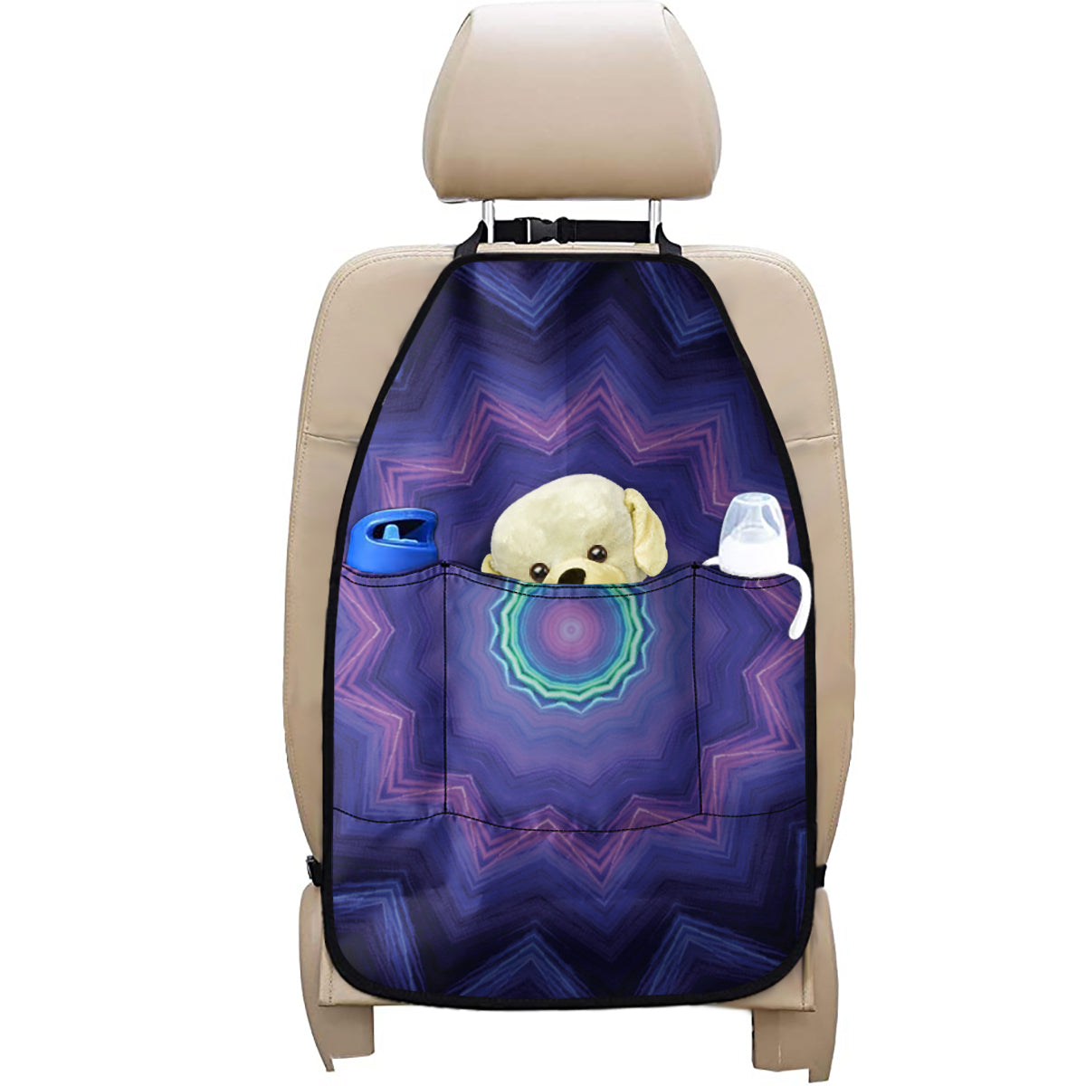 Purple And Blue Kaleidoscope Print Car Seat Organizers