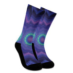 Purple And Blue Kaleidoscope Print Crew Socks