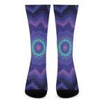 Purple And Blue Kaleidoscope Print Crew Socks