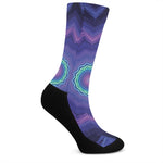 Purple And Blue Kaleidoscope Print Crew Socks