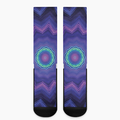 Purple And Blue Kaleidoscope Print Crew Socks