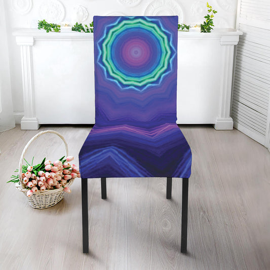 Purple And Blue Kaleidoscope Print Dining Chair Slipcover