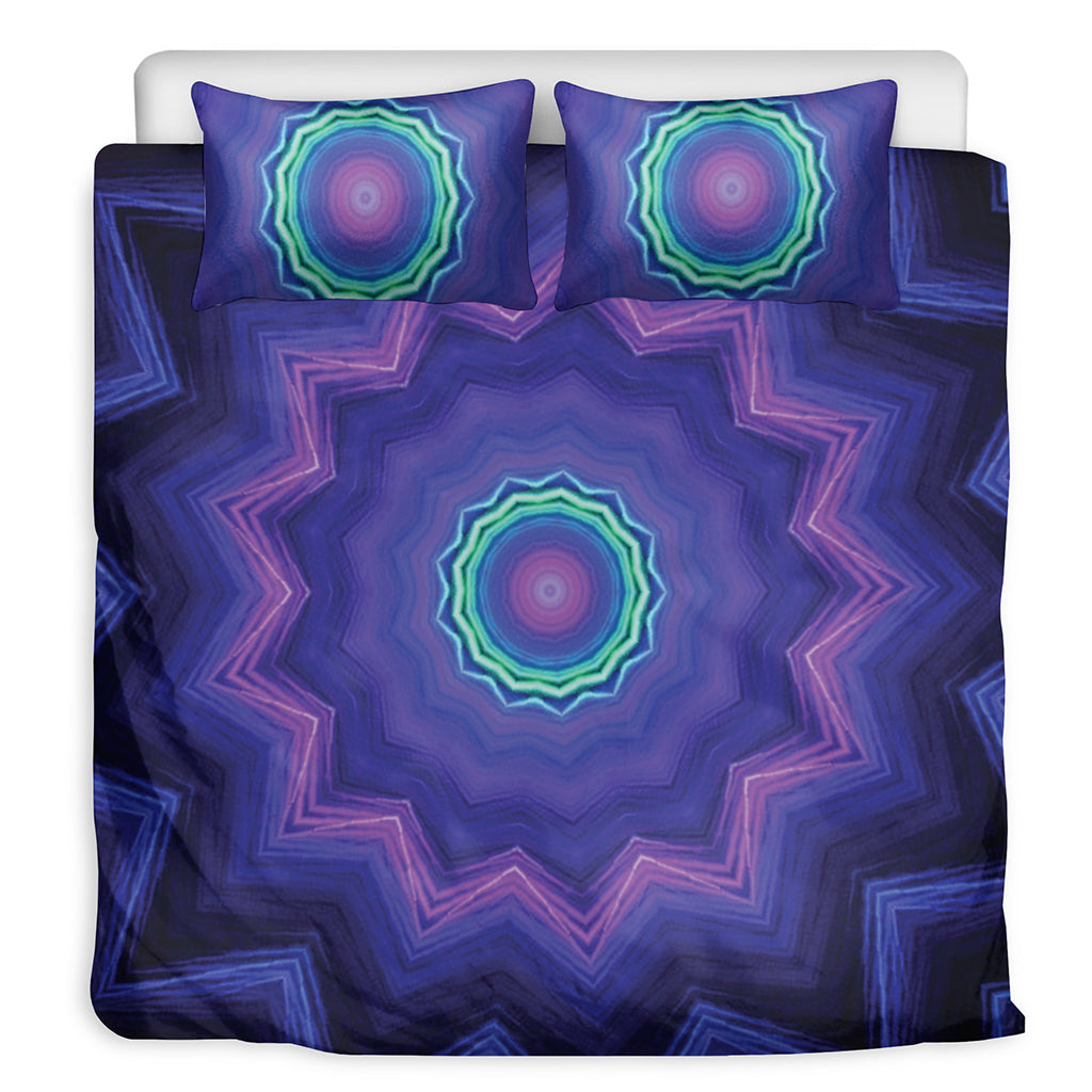 Purple And Blue Kaleidoscope Print Duvet Cover Bedding Set