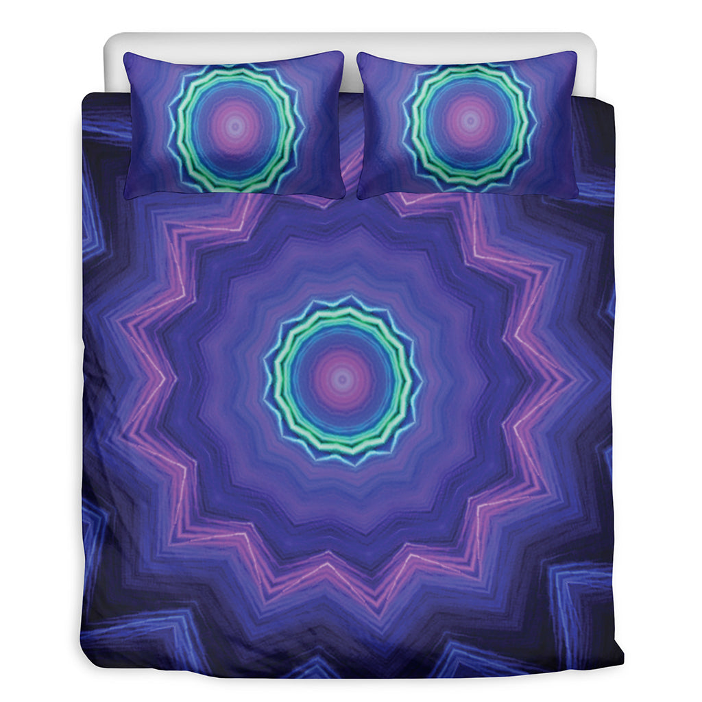 Purple And Blue Kaleidoscope Print Duvet Cover Bedding Set