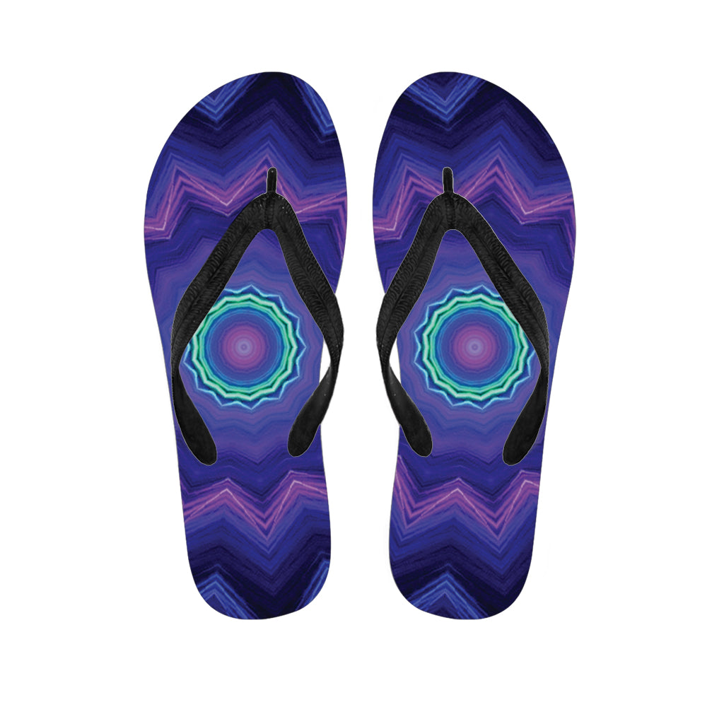 Purple And Blue Kaleidoscope Print Flip Flops
