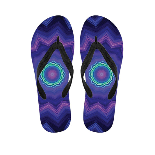 Purple And Blue Kaleidoscope Print Flip Flops