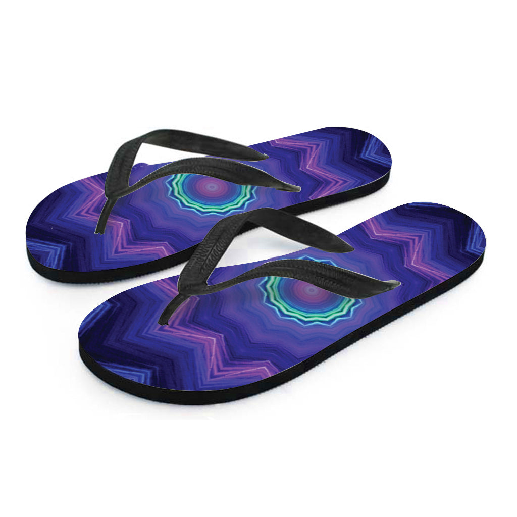 Purple And Blue Kaleidoscope Print Flip Flops