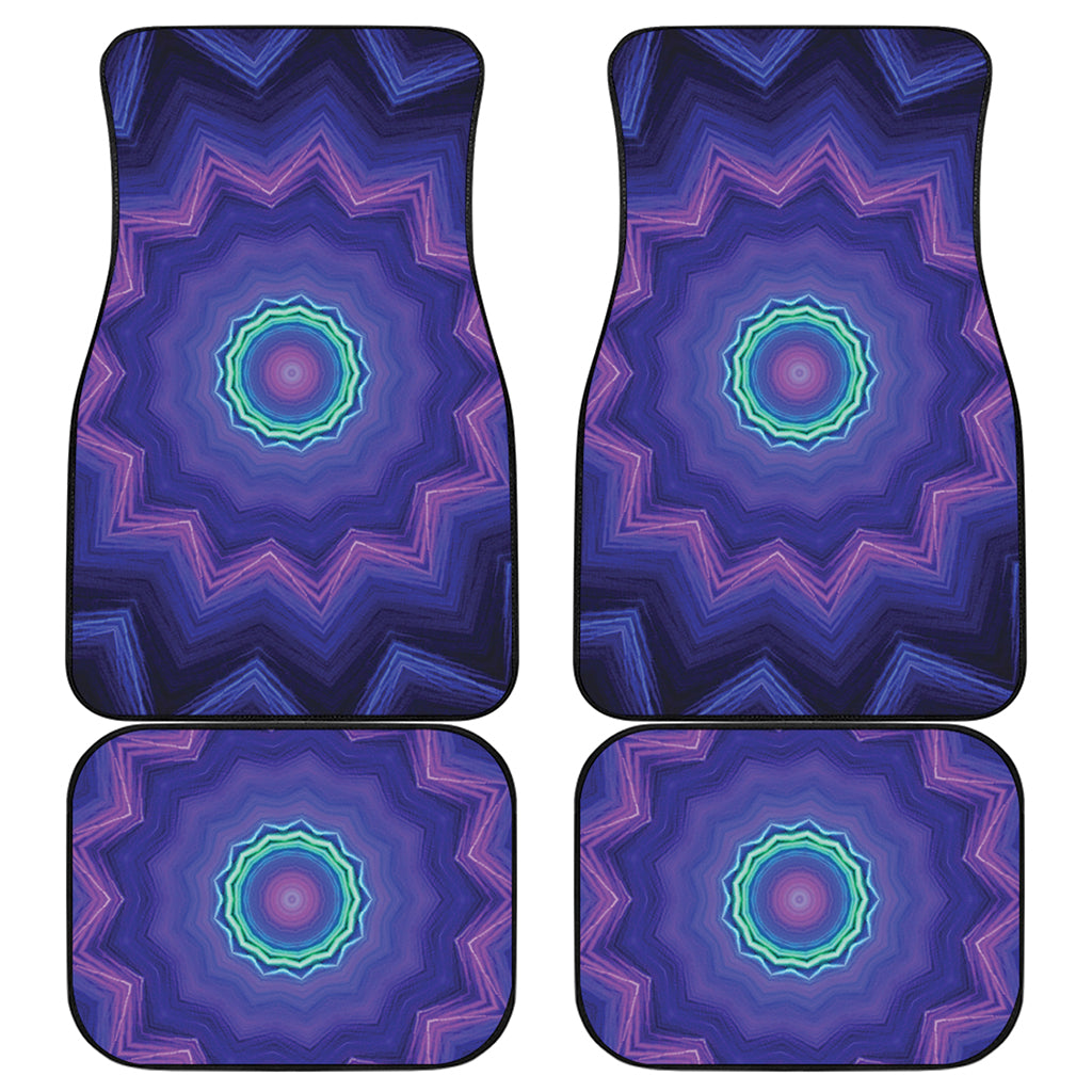 Purple And Blue Kaleidoscope Print Front and Back Car Floor Mats