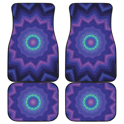 Purple And Blue Kaleidoscope Print Front and Back Car Floor Mats