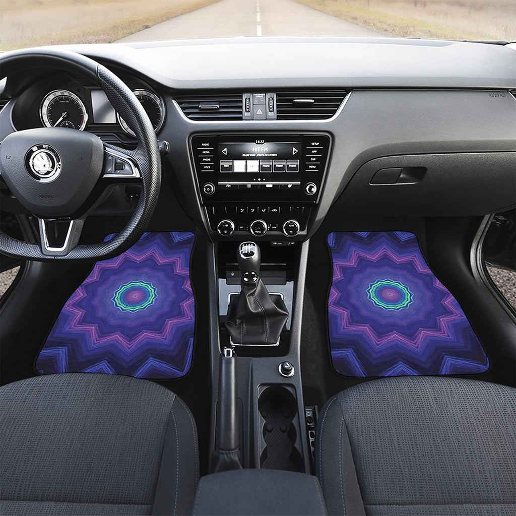 Purple And Blue Kaleidoscope Print Front and Back Car Floor Mats