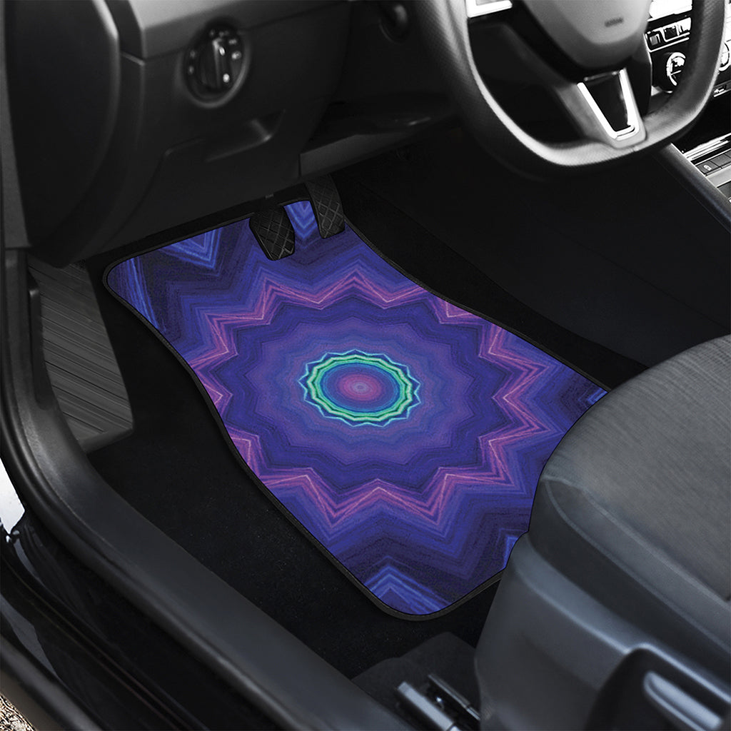 Purple And Blue Kaleidoscope Print Front and Back Car Floor Mats