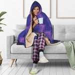 Purple And Blue Kaleidoscope Print Hooded Blanket