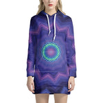 Purple And Blue Kaleidoscope Print Hoodie Dress