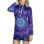 Purple And Blue Kaleidoscope Print Hoodie Dress