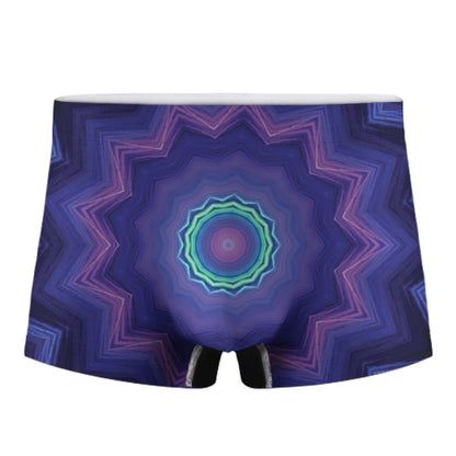 Purple And Blue Kaleidoscope Print Men's Boxer Briefs