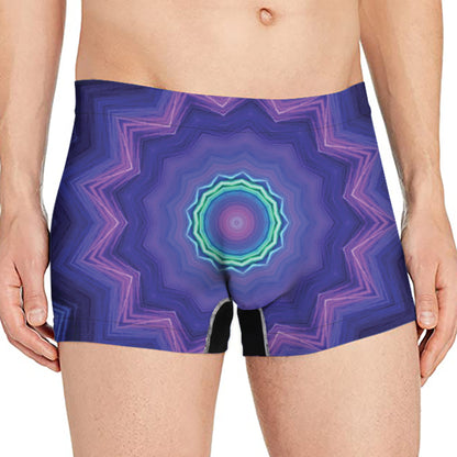 Purple And Blue Kaleidoscope Print Men's Boxer Briefs