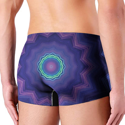 Purple And Blue Kaleidoscope Print Men's Boxer Briefs