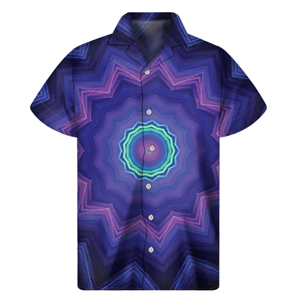 Purple And Blue Kaleidoscope Print Men's Short Sleeve Shirt