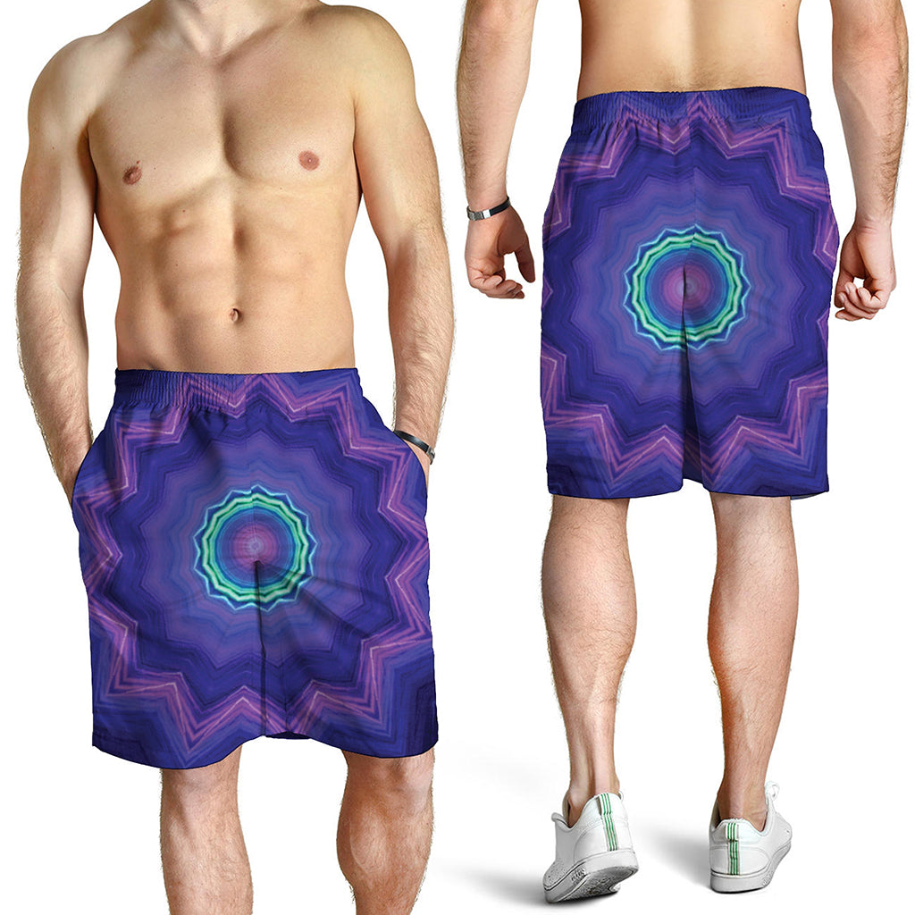 Purple And Blue Kaleidoscope Print Men's Shorts