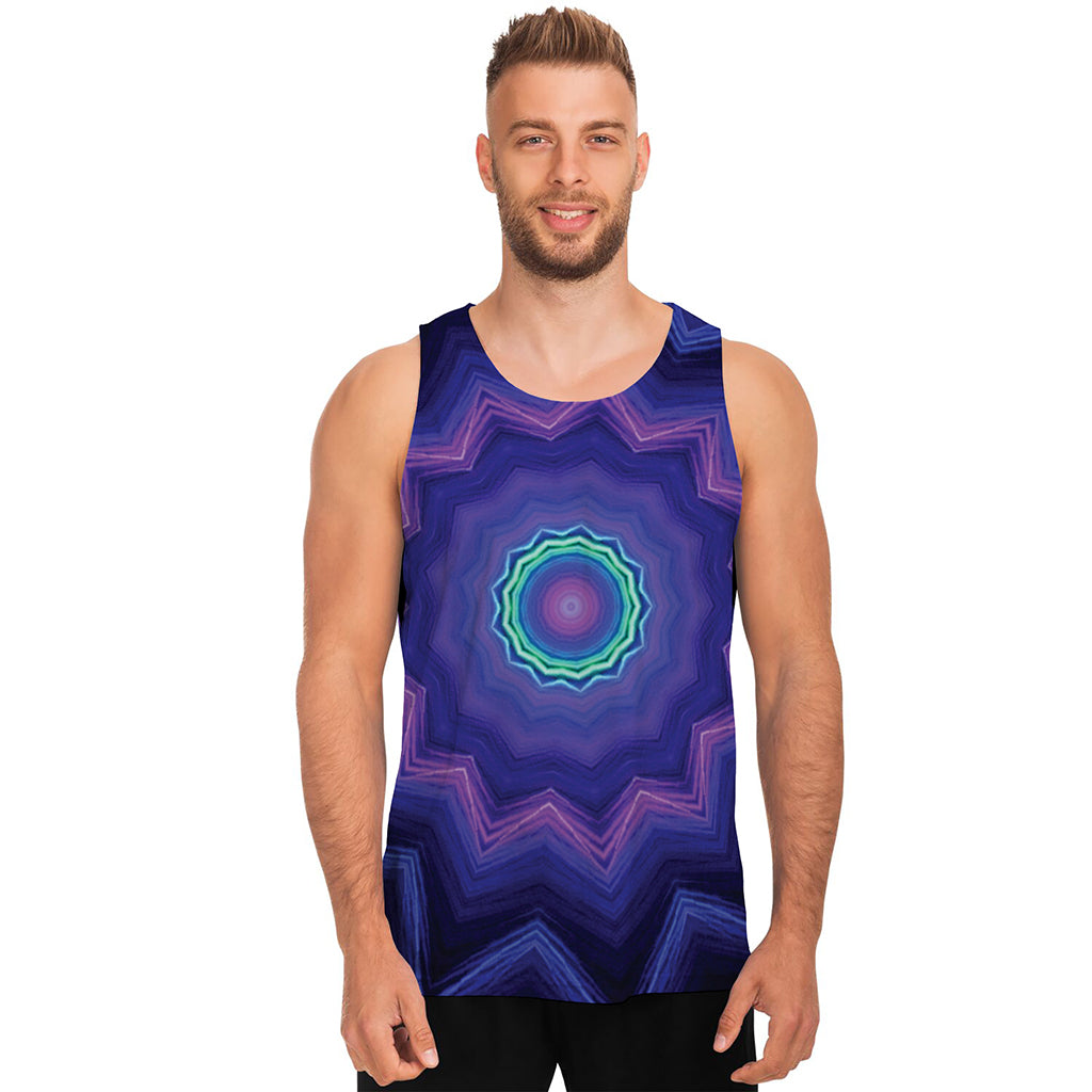 Purple And Blue Kaleidoscope Print Men's Tank Top