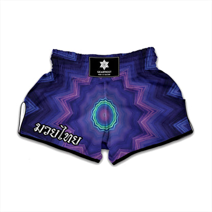 Purple And Blue Kaleidoscope Print Muay Thai Boxing Shorts