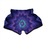 Purple And Blue Kaleidoscope Print Muay Thai Boxing Shorts