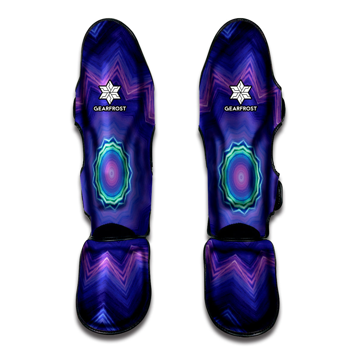 Purple And Blue Kaleidoscope Print Muay Thai Shin Guard