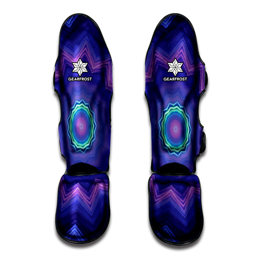 Purple And Blue Kaleidoscope Print Muay Thai Shin Guard