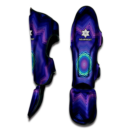 Purple And Blue Kaleidoscope Print Muay Thai Shin Guard