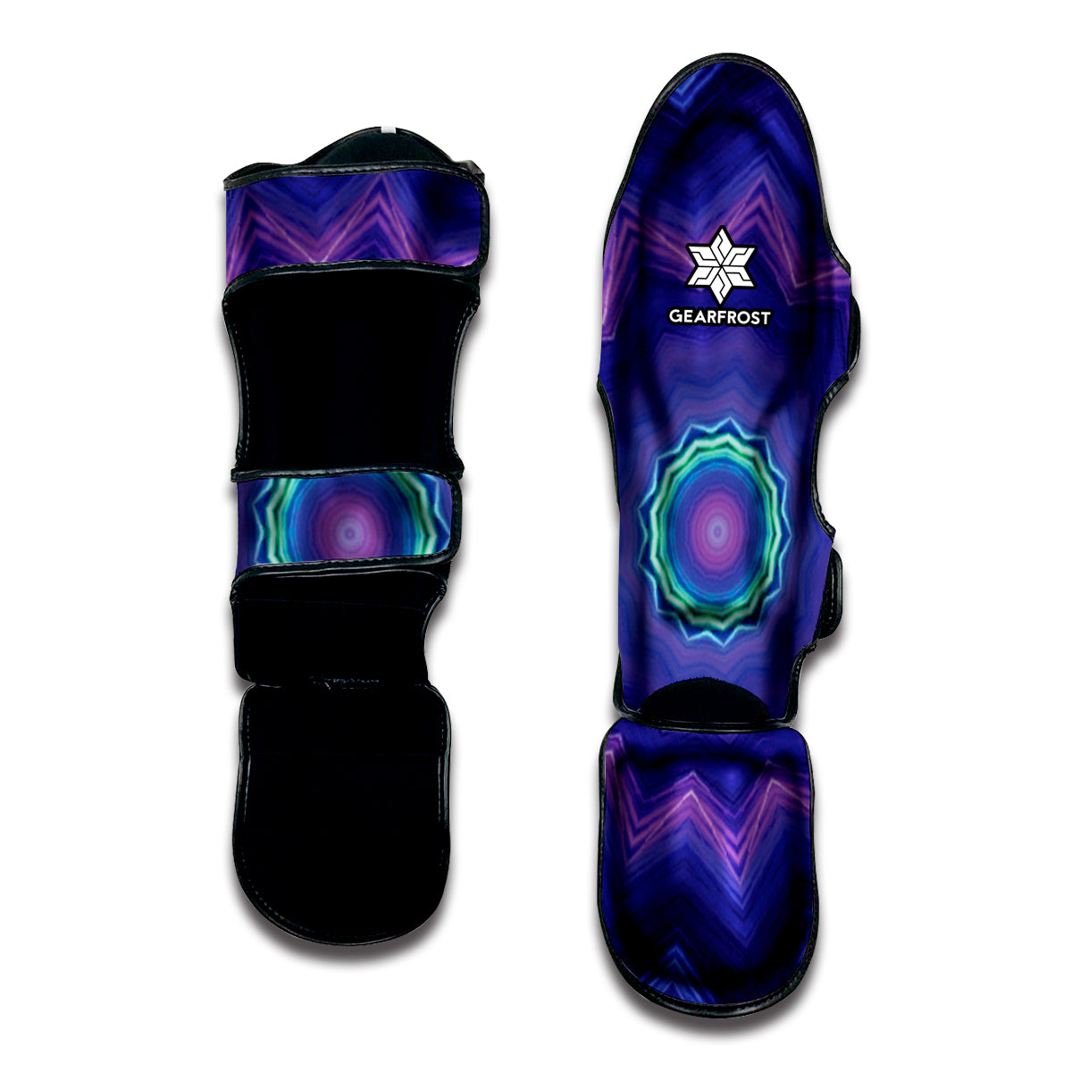 Purple And Blue Kaleidoscope Print Muay Thai Shin Guard