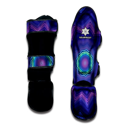 Purple And Blue Kaleidoscope Print Muay Thai Shin Guard