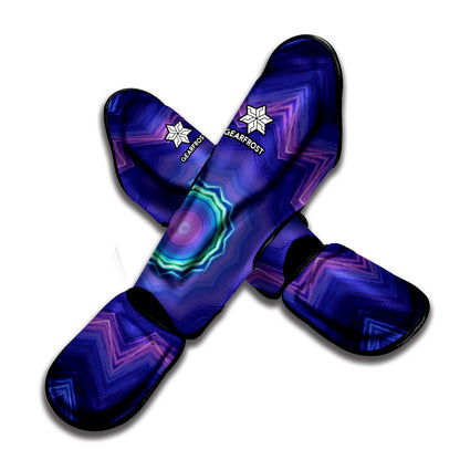 Purple And Blue Kaleidoscope Print Muay Thai Shin Guard